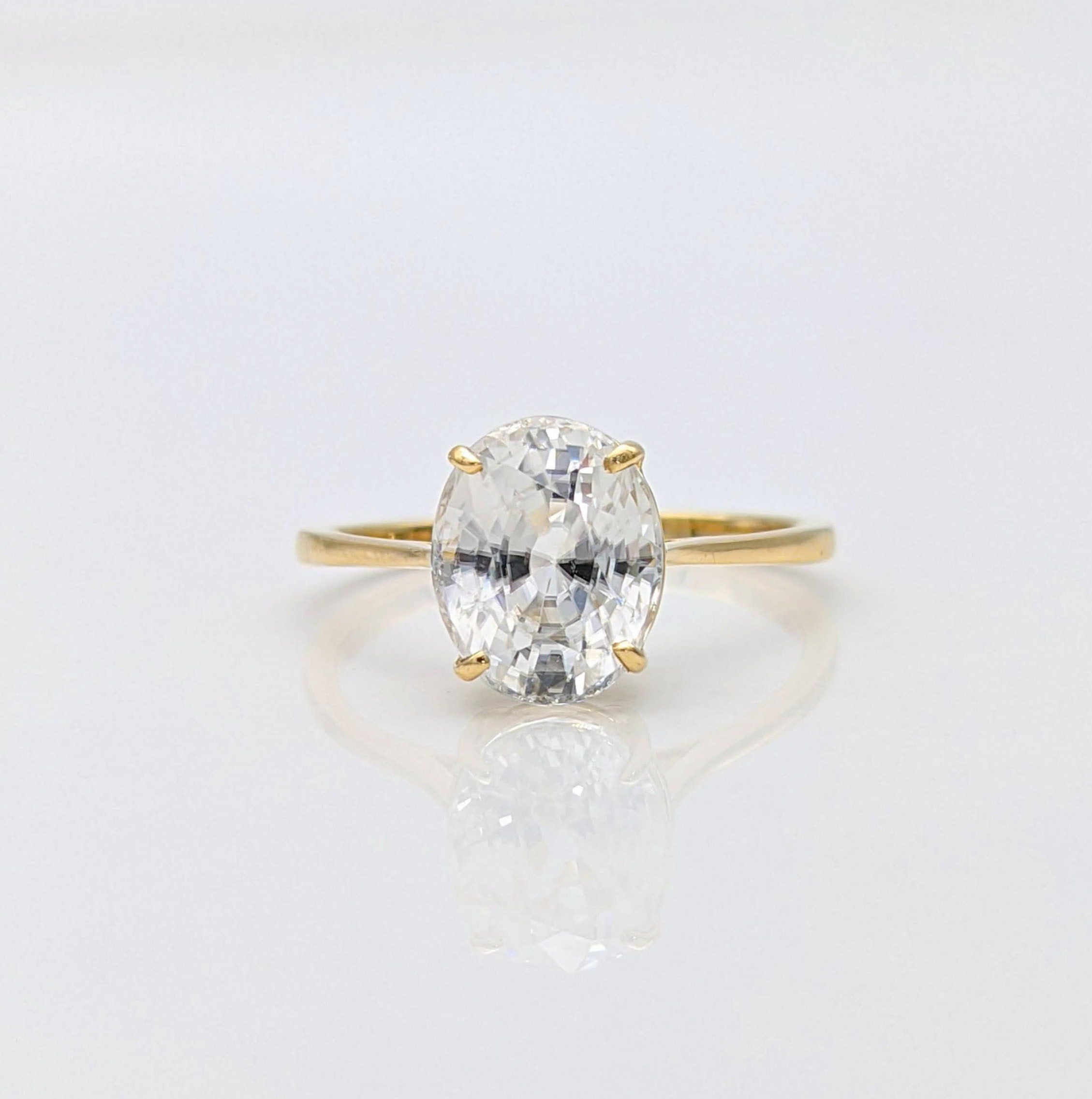 Findings-Classic Oval Solitaire Ring Semi Mount with Claw Prongs in Solid 14K Gold | 6x4 7x5 8x6 9x7 10x8 11x9 12x10 14x10 16x12 19x11 18x13 20x15 - NNJGemstones