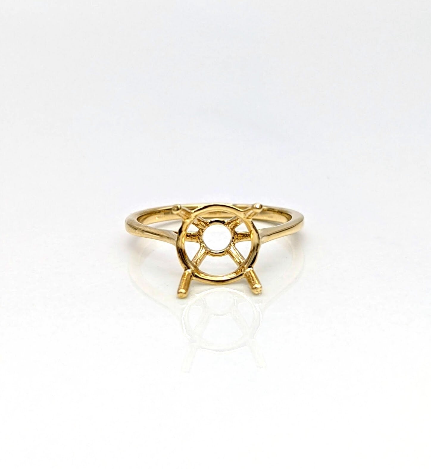 Statement Rings-Minimalist Round Solitaire Ring Mount in 14K Solid Gold 4mm 4.5mm 5mm 5.5mm 6mm 6.5mm 7mm 7.5mm 8mm 9mm 10mm Engagement Setting I Custom - NNJGemstones