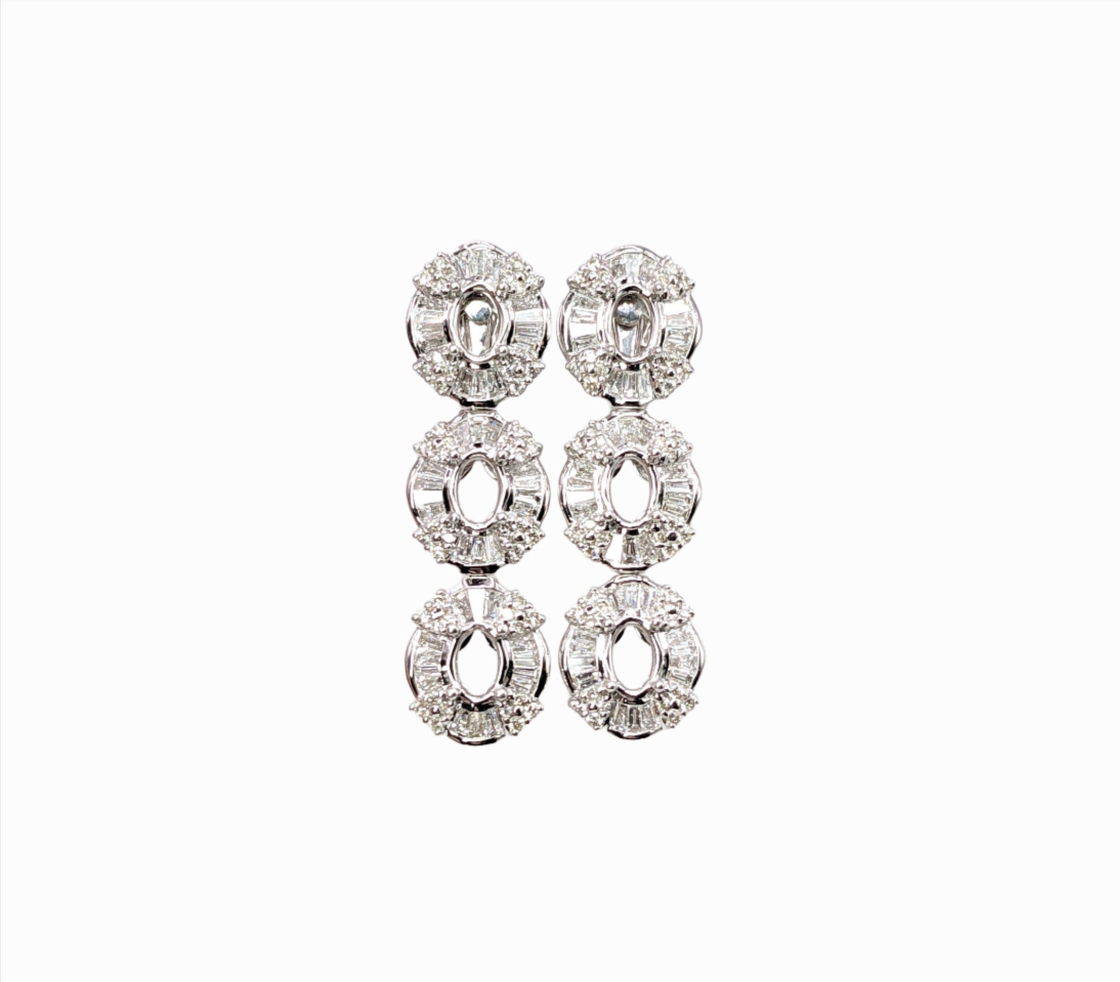 Dangle & Drop Earrings-Heirloom Detachable Dangle or Stud Earrings in Solid 14k Gold w Natural Diamond Baguette Accents | Oval 6x4mm | Multi Stone Earrings |Custom - NNJGemstones