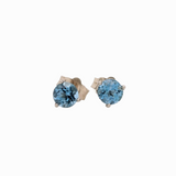 Aquamarine Round Martini Stud Earrings | Solitaire Studs