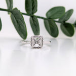 Statement Rings-Art Deco Style Ring w a Hidden Halo of Diamonds in Solid 14k White, Yellow or Rose Gold | Emerald, Radiant or Cushion Cut 10x7mm, 7mm - NNJGemstones