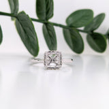 Statement Rings-Art Deco Style Ring w a Hidden Halo of Diamonds in Solid 14k White, Yellow or Rose Gold | Emerald, Radiant or Cushion Cut 10x7mm, 7mm - NNJGemstones