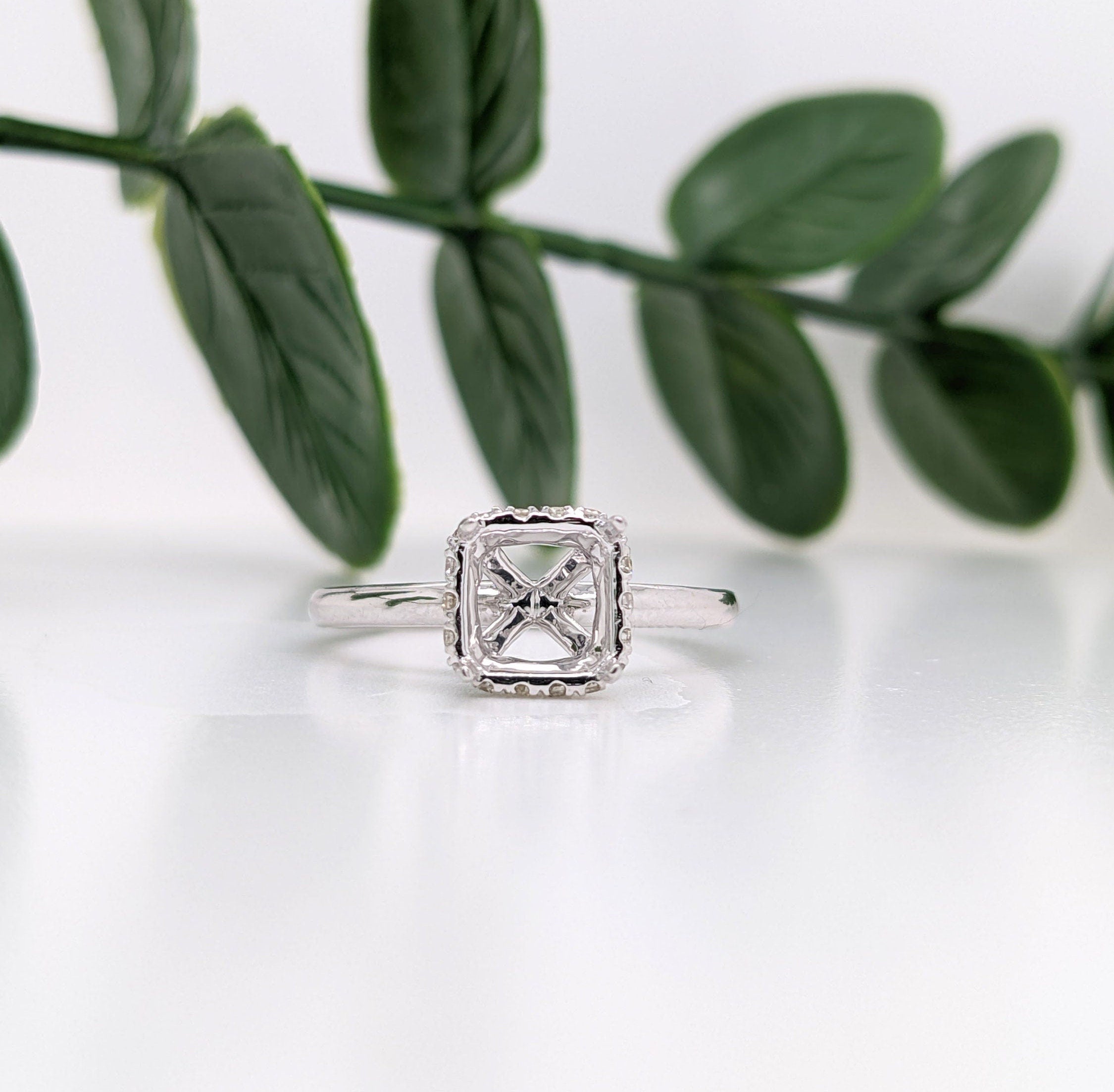 Statement Rings-Art Deco Style Ring w a Hidden Halo of Diamonds in Solid 14k White, Yellow or Rose Gold | Emerald, Radiant or Cushion Cut 10x7mm, 7mm - NNJGemstones