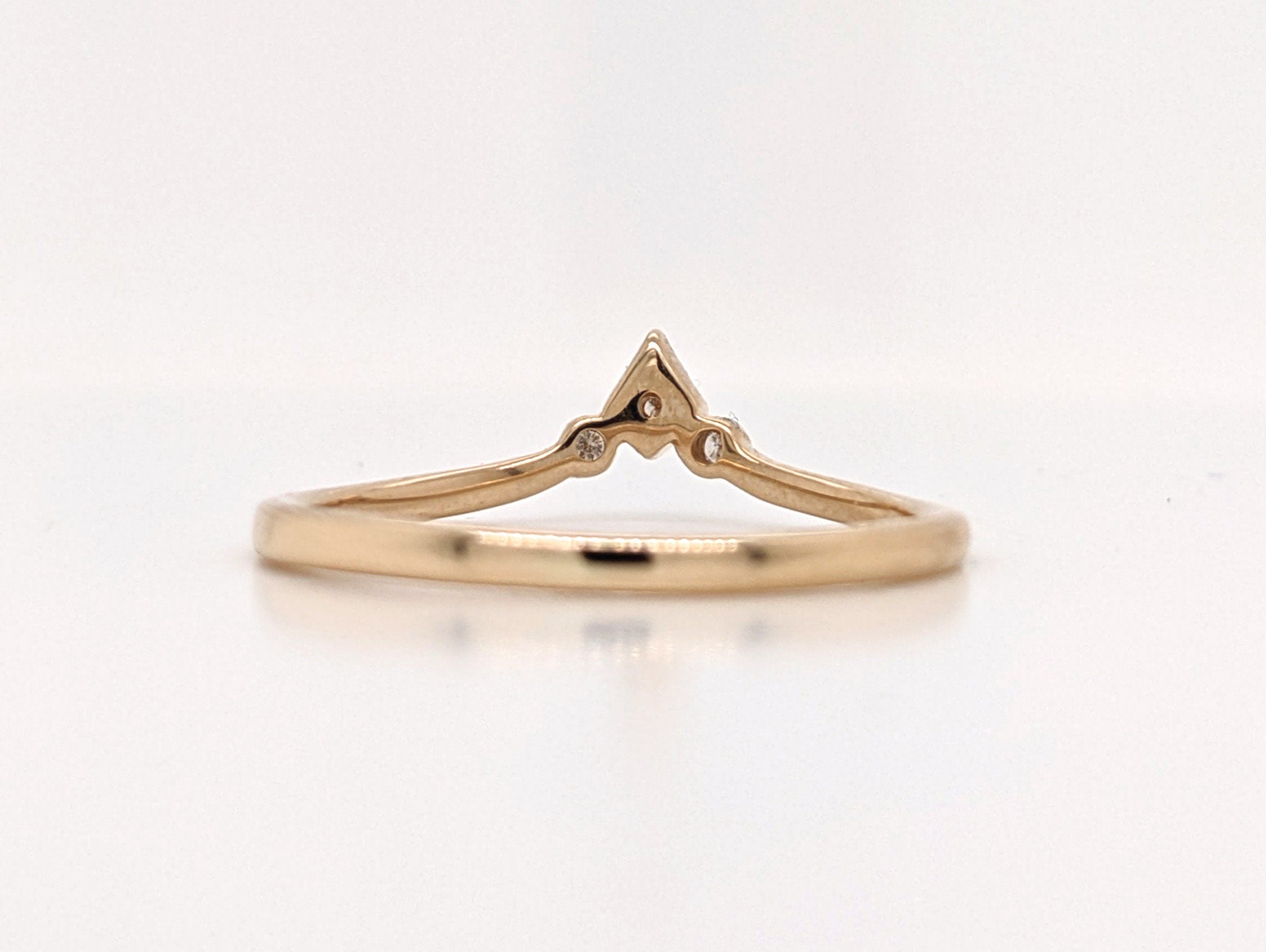 Bands-Dainty Earth Mined Diamond Band in Solid 14k Gold | V Band | Stackable | April Birthstone | Engagement Band | Tiara Ring | Milgrain Sizable - NNJGemstones