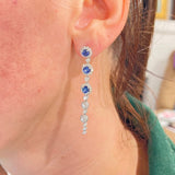 Dangle & Drop Earrings-Statement Natural Diamond Halo Dangle Earring Semi-Mounts in Solid 14k Gold | Six Round 4mm Center Stones | Heirloom | Art Deco | Custom - NNJGemstones