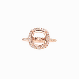 Classic Halo Ring Setting W Natural Diamond Accents in 14K Solid Gold | Cushion Shape | Customizable