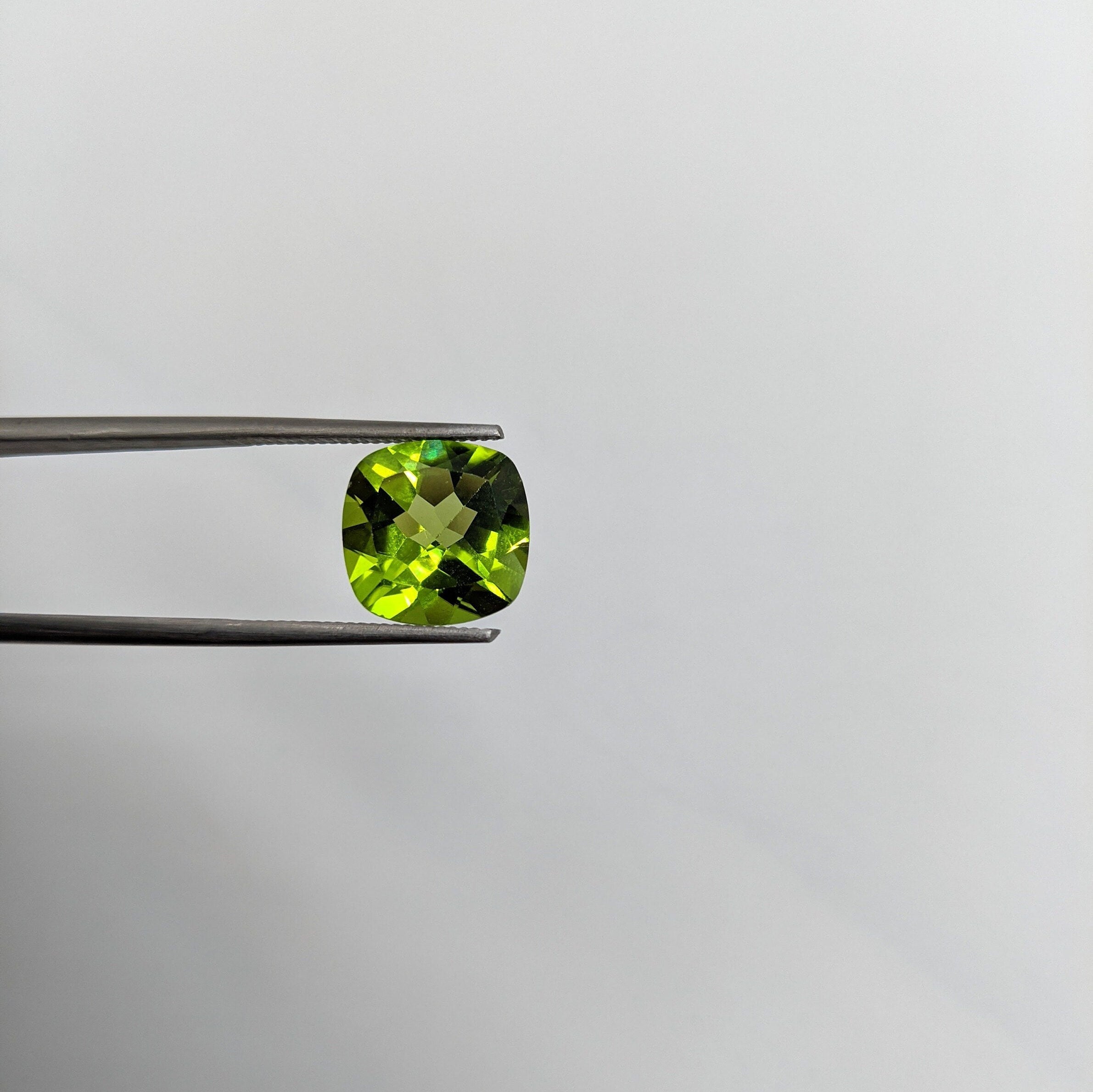 Gemstones-Certified Arizona Peridot Loose Gemstone | Cushion Cut 10mm | Green Gem | August birthstone | Stone Setting | Gemstone Jewelry | Natural - NNJGemstones