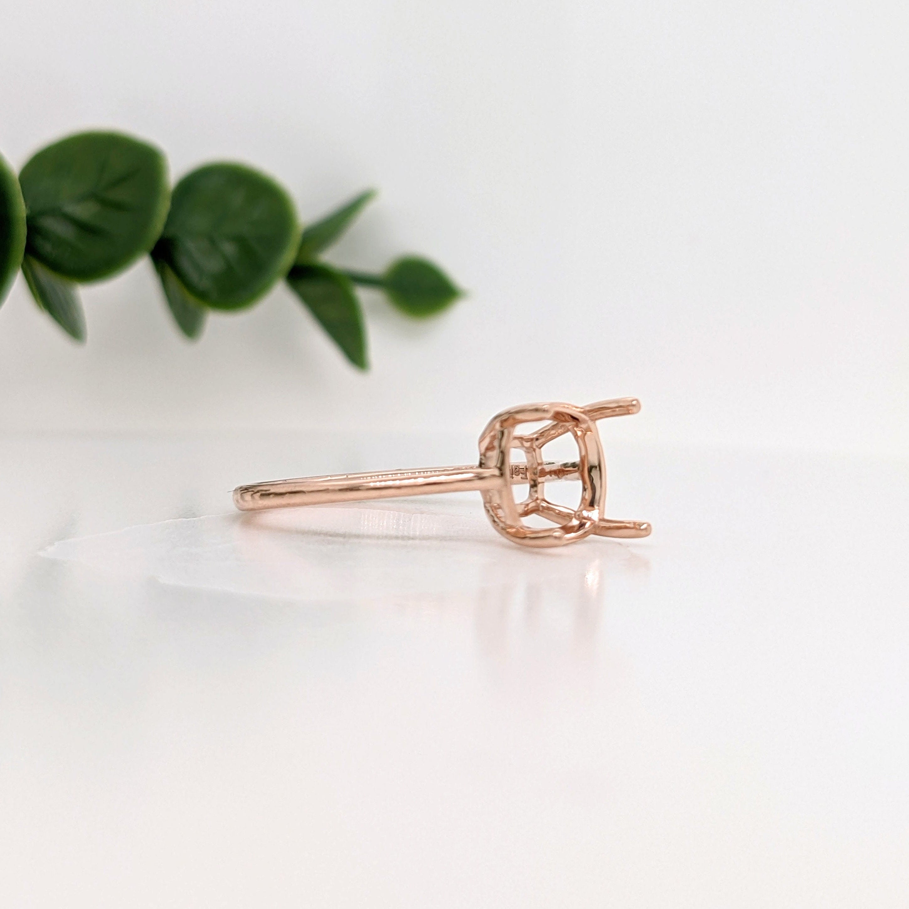 Statement Rings-Classic Solitaire Cushion Ring Mount Made with Solid Gold 14K | 5mm 6mm 7mm 8mm 9mm 10mm 11mm 21mm | Double or Single Prong | Stone Setting - NNJGemstones