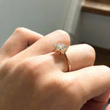 Statement Rings-Classic Solitaire Cushion Ring Mount Made with Solid Gold 14K | 5mm 6mm 7mm 8mm 9mm 10mm 11mm 21mm | Double or Single Prong | Stone Setting - NNJGemstones