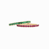 Stackable Rings-Stackable Sapphire, Emerald or Ruby Halfway Bands | Solid 14k White, Yellow or Rose Gold | Straight Shank | 1.75mm or 2mm | Gemstone Rings - NNJGemstones