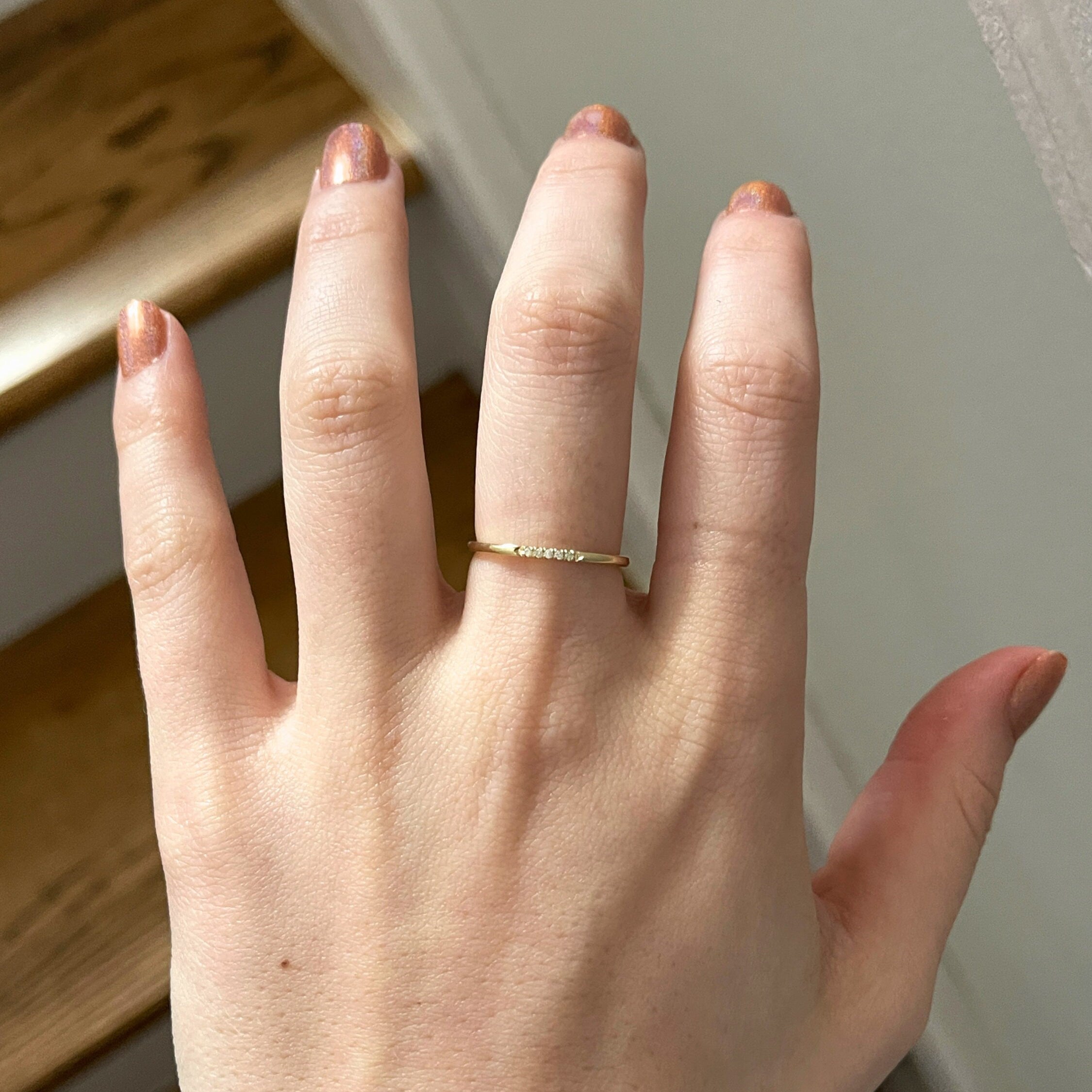 Bands-All Natural Earth Mined Diamond Band in Solid 14k Gold | Straight Band | Stackable | April Birthstone | Anniversary Band | Sizable - NNJGemstones