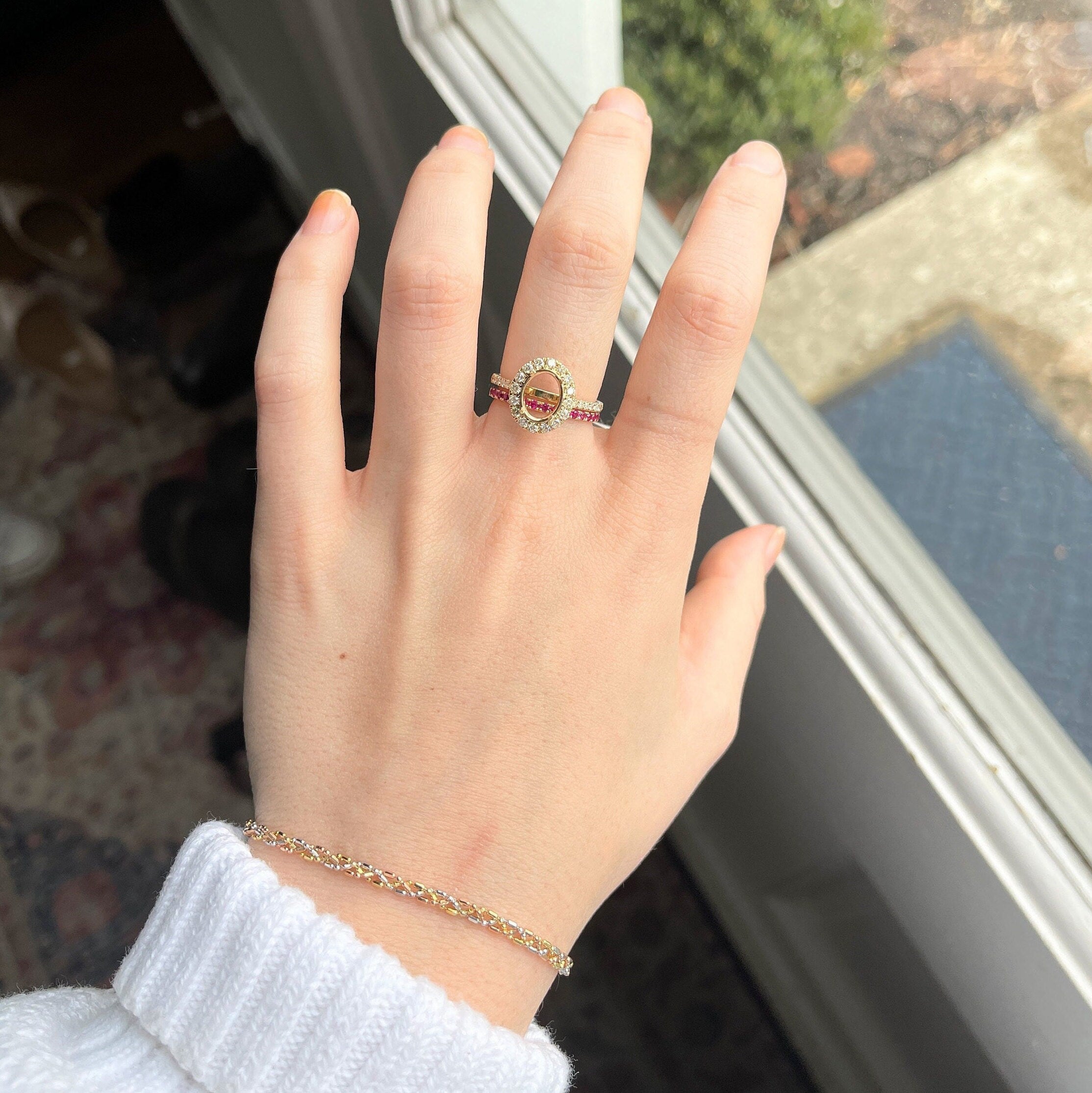 Stackable Rings-Stackable Sapphire, Emerald or Ruby Halfway Bands | Solid 14k White, Yellow or Rose Gold | Straight Shank | 1.75mm or 2mm | Gemstone Rings - NNJGemstones