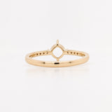 Statement Rings-Dainty Cushion Diamond Ring Semi Mount in 14K White, Yellow, or Rose Gold | 4mm 5mm 6mm 7mm 8mm | Custom Options Available! - NNJGemstones