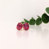 Stud Earrings-Filled Ruby Stud Earrings in Solid 14k White, Yellow or Rose Gold | Push Backs | Oval 6x4mm 7x5mm 8x6mm 9x7mm 10x8mm | July - NNJGemstones