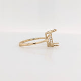 Statement Rings-Art Deco Style Ring Semi Mount in Solid 14K Gold w Diamond Accents | Emerald Cut Radiant Cut | Ring Setting | Custom Jewelry - NNJGemstones