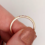 Bands-Natural Earth Mined Pink Sapphire and Diamond Band in Solid 14k Yellow, White or Rose Gold | Straight | Stackable | September Birthstone - NNJGemstones