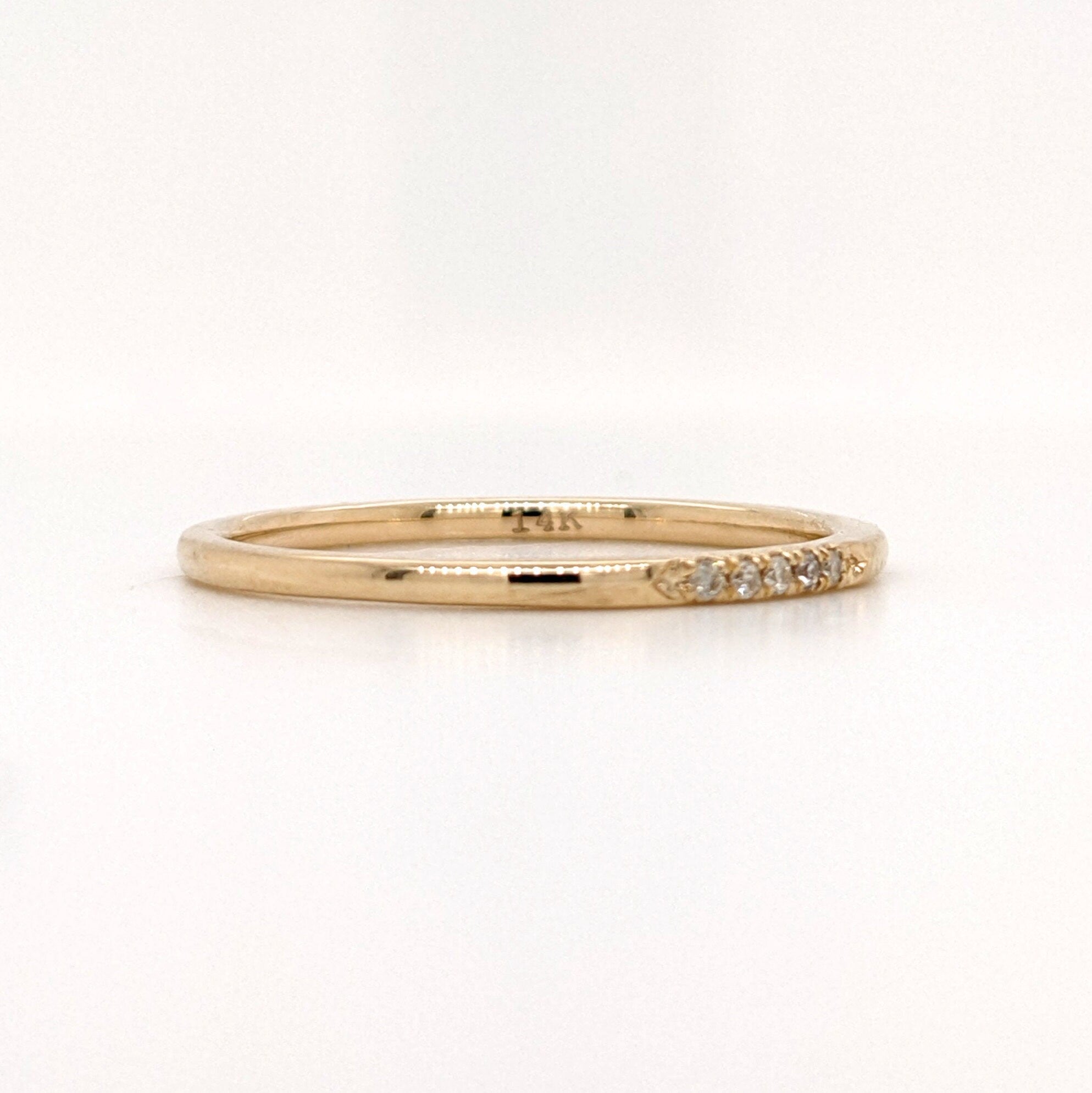 Bands-All Natural Earth Mined Diamond Band in Solid 14k Gold | Straight Band | Stackable | April Birthstone | Anniversary Band | Sizable - NNJGemstones