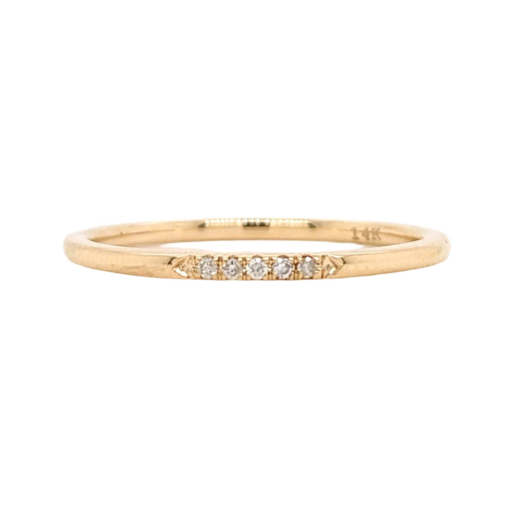 Bands-All Natural Earth Mined Diamond Band in Solid 14k Gold | Straight Band | Stackable | April Birthstone | Anniversary Band | Sizable - NNJGemstones