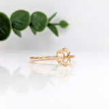 Statement Rings-Minimal Ring Setting in 14K Gold with a dainty diamond band | Asscher Cut 6mm | Compass Prongs | Minimalist | Dainty Ring | Customizable - NNJGemstones