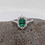 Statement Rings-Vintage Art Deco Diamond Halo Ring Semi Mount in Solid 14K Gold | 1cts 7x5 9x5 | Emerald Cut Radiant Cut | Antique Style Ring | Customizable - NNJGemstones