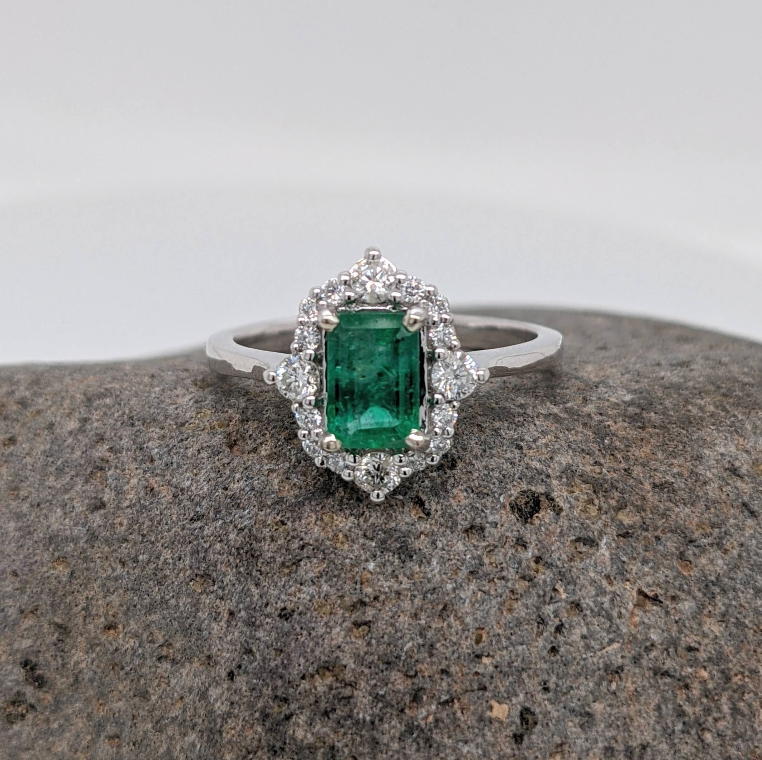 Statement Rings-Vintage Art Deco Diamond Halo Ring Semi Mount in Solid 14K Gold | 1cts 7x5 9x5 | Emerald Cut Radiant Cut | Antique Style Ring | Customizable - NNJGemstones