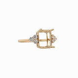 Statement Rings-Art Deco Style Ring Semi Mount in Solid 14K Gold w Diamond Accents | Emerald Cut Radiant Cut | Ring Setting | Custom Jewelry - NNJGemstones