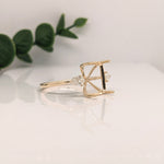 Engagement Rings-Elegant Trinity Ring Semi Mount | Large Pear Diamond Accents | 14K Gold | Emerald Cut 11x9mm | 4 prong | Gemstone Setting | Customizable - NNJGemstones