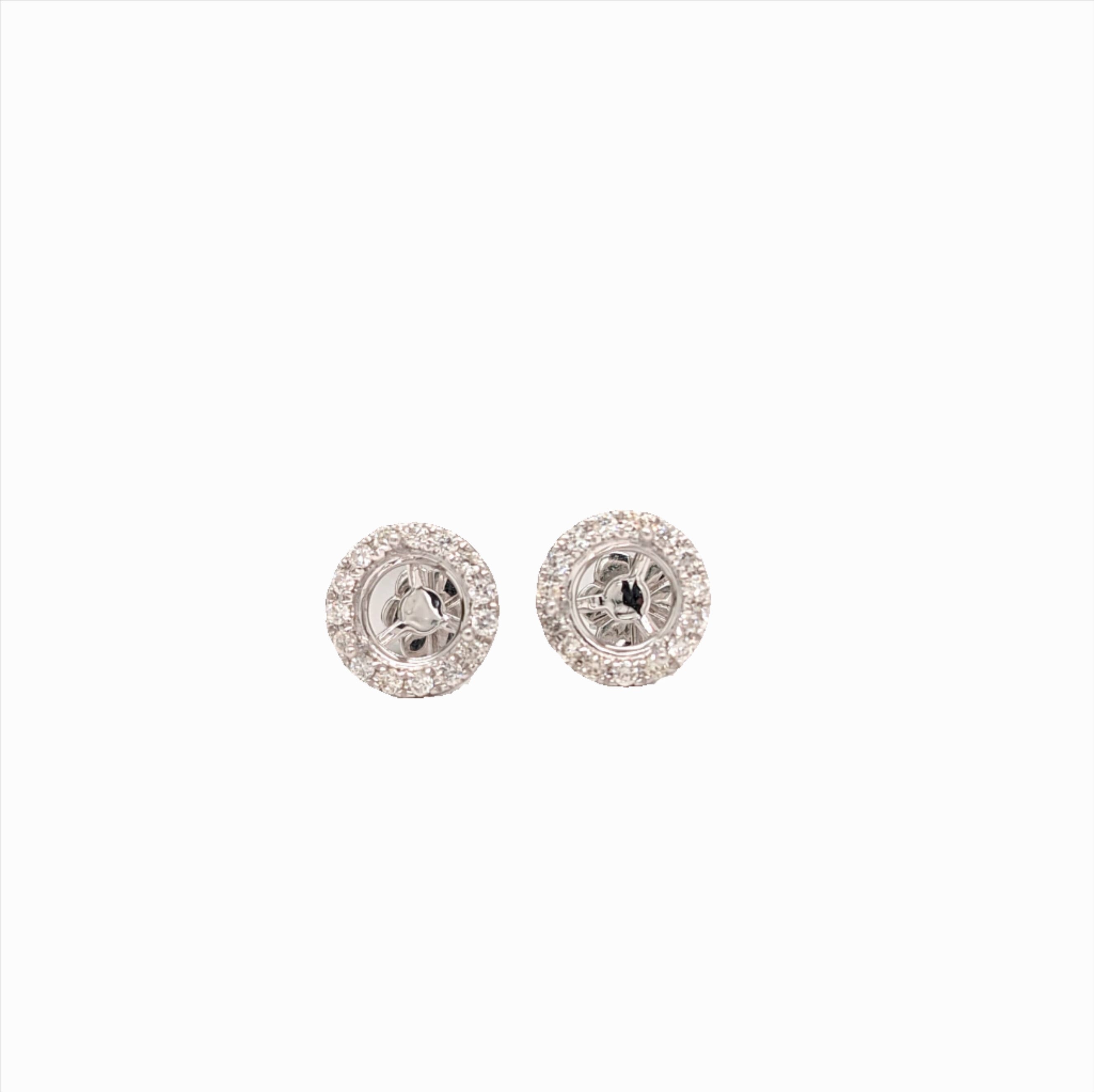 Stud Earrings-Diamond Halo Earring Semi Mount in Solid 14K Gold | Brilliant Cut 4mm 5mm 6mm | Martini | Gemstone Setting | Matched Pair | Customizable - NNJGemstones