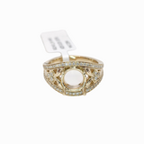 Detailed Ring Semi Mount Solid 14k Gold with Natural Diamond Accents | Round 7.5mm, 8mm, 9.5 | Prong Gemstone Setting | Thick Band | Custom