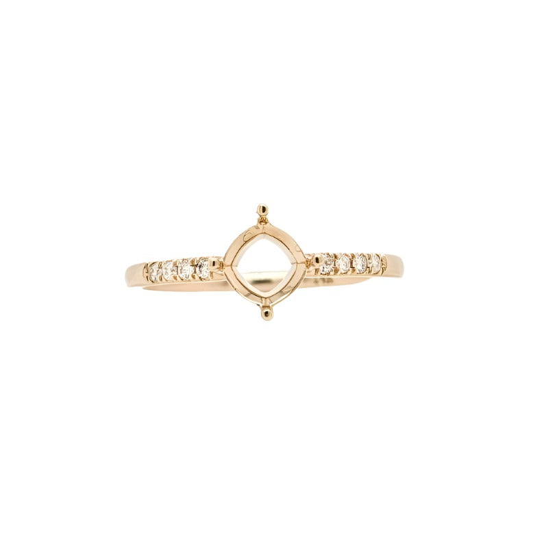 Statement Rings-Dainty Cushion Diamond Ring Semi Mount in 14K White, Yellow, or Rose Gold | 4mm 5mm 6mm 7mm 8mm | Custom Options Available! - NNJGemstones