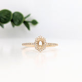 Statement Rings-Beautiful Ring Setting W Natural Diamond Halo and Pave Shank in 14K Solid Gold | Oval Shape 5x3 6x4 7x5 | Gemstone Jewelry | Customizable - NNJGemstones