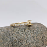 14K Solid Gold Trillion Ring Setting: Natural Diamond Accented Shank, Handcrafted Jewelry | 5mm