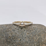 14K Solid Gold Trillion Ring Setting: Natural Diamond Accented Shank, Handcrafted Jewelry | 5mm