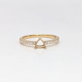 14K Solid Gold Trillion Ring Setting: Natural Diamond Accented Shank, Handcrafted Jewelry | 5mm