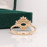 14K Solid Gold East West Ring Setting: Pear, Baguette & Round Diamond Accents