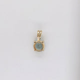 Pendants-Pretty Solitaire Aquamarine Pendant in Solid 14k White, Yellow or Rose Gold | Rabbit Bail | Round 7mm | Prong | Blue Gem | March Birthday - NNJGemstones