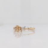 Engagement Rings-Dainty Ring Setting W Natural Diamond Accents in 14K Solid Gold | Round Shape 4mm 4.5mm 5mm 5.5mm 6mm 7mm 8mm | Prong Setting | Customizable - NNJGemstones