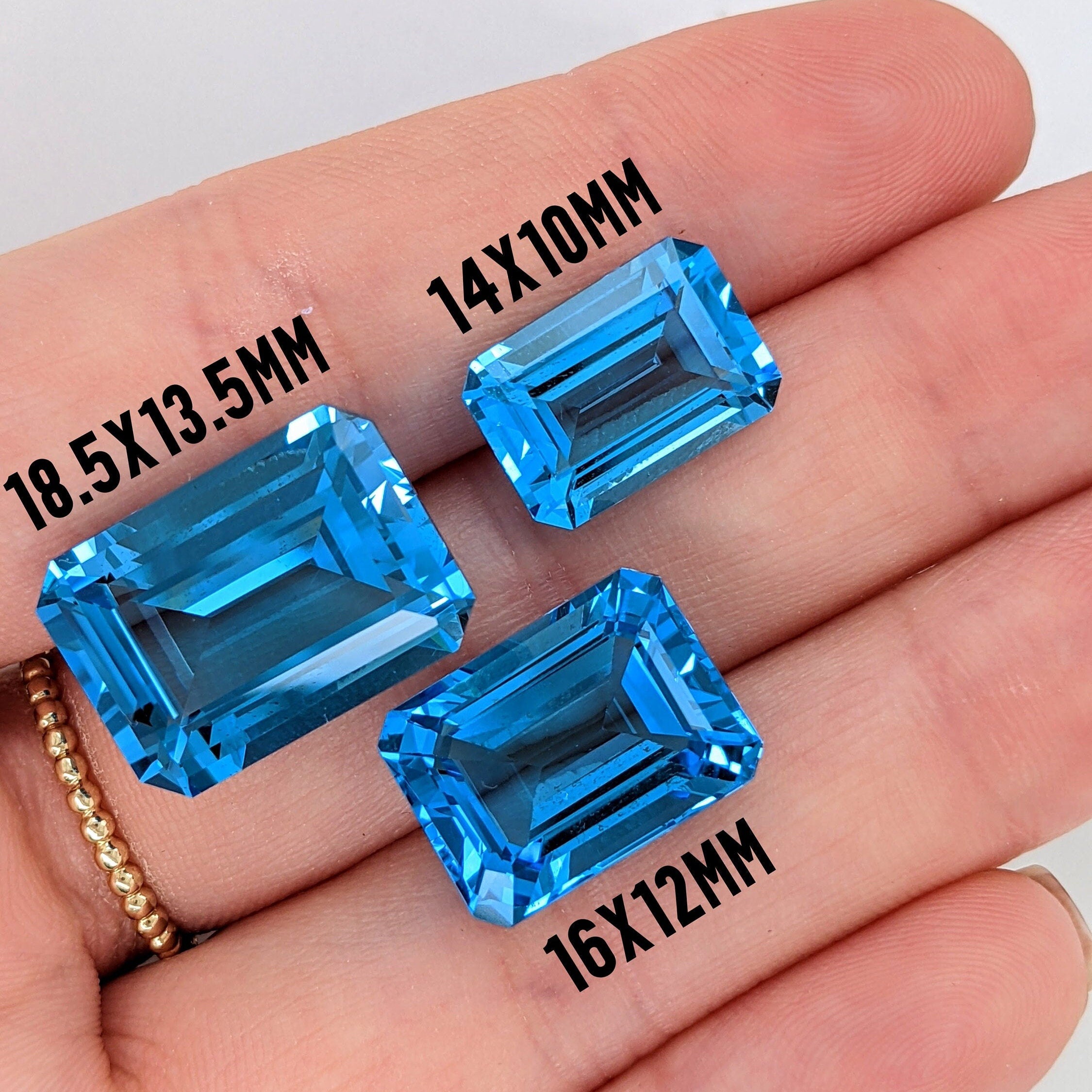 Gemstones-Swiss Topaz Natural Loose Gemstone | Emerald Cut 18.5x13.5mm 16x12mm 14x10mm | December Birthstone | Blue Jewelry Center Stone | Certified - NNJGemstones