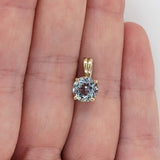 Pendants-Pretty Solitaire Aquamarine Pendant in Solid 14k White, Yellow or Rose Gold | Rabbit Bail | Round 7mm | Prong | Blue Gem | March Birthday - NNJGemstones