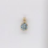 Pendants-Pretty Solitaire Aquamarine Pendant in Solid 14k White, Yellow or Rose Gold | Rabbit Bail | Round 7mm | Prong | Blue Gem | March Birthday - NNJGemstones