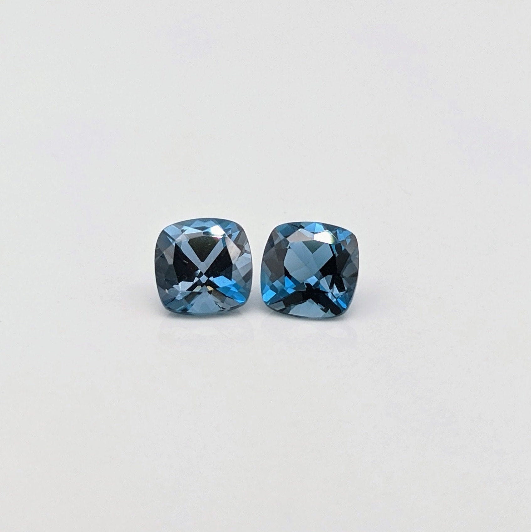 Gemstones-London Blue Topaz Loose Gemstone | Cushion Cut 5mm 6mm 7mm | December Birthstone | Blue Gem | Stone Setting | Jewelry Design | Certified - NNJGemstones