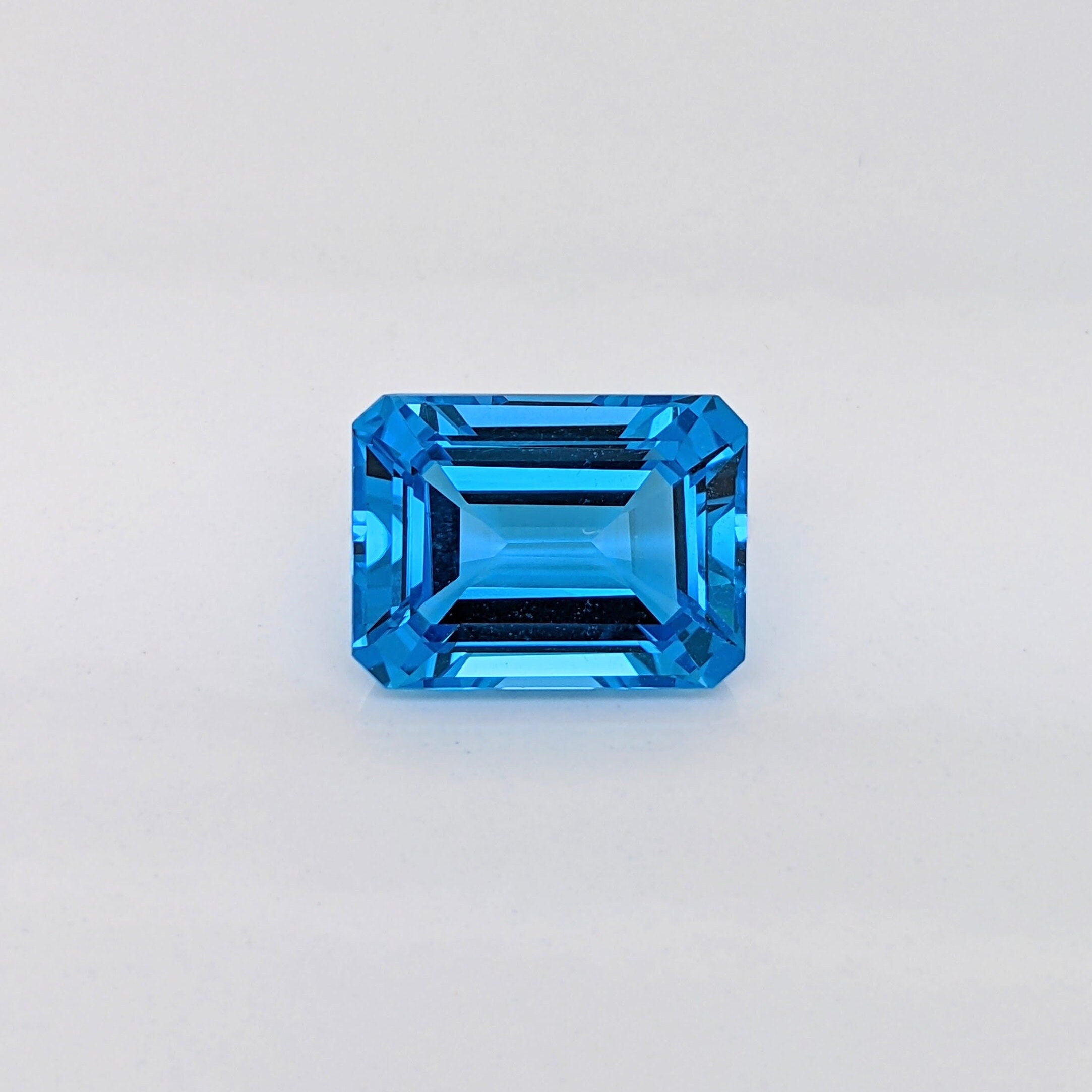 Gemstones-Swiss Topaz Natural Loose Gemstone | Emerald Cut 18.5x13.5mm 16x12mm 14x10mm | December Birthstone | Blue Jewelry Center Stone | Certified - NNJGemstones