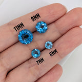 Gemstones-Loose Swiss Blue Topaz Natural Gemstones | Round | 5mm 6mm 7mm 8mm 9mm 10mm 11mm | December Birthstone | Jewelry Center Stone | Certified - NNJGemstones