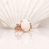 Statement Rings-Statement Ethiopian Opal Ring with Diamond Accents in Solid 14k Rose Gold | Oval 14x10mm | Gemstone Jewelry | October Birthstone | Statement - NNJGemstones