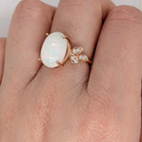 Statement Rings-Statement Ethiopian Opal Ring with Diamond Accents in Solid 14k Rose Gold | Oval 14x10mm | Gemstone Jewelry | October Birthstone | Statement - NNJGemstones