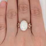 Statement Rings-Statement Ethiopian Opal Ring with Diamond Accents in Solid 14k Rose Gold | Oval 14x10mm | Gemstone Jewelry | October Birthstone | Statement - NNJGemstones