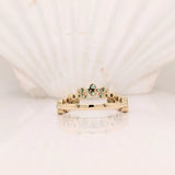Zambian Emerald Band Ring in Solid 14K Yellow Gold | Contour Band | Fine Jewelry