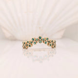 Zambian Emerald Band Ring in Solid 14K Yellow Gold | Contour Band | Fine Jewelry