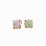 Four Prong Round Opal Stud Earrings | Solitaire Studs