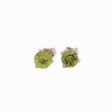 Peridot Round Martini Studs | 3 Prong Solitaire Studs